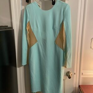 Fashion Nova Blue and Tan Long Sleeve Sheath Dress size XL